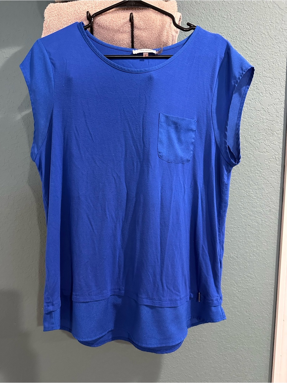 Calvin Klein Cobalt Blue Cap-Sleeve Pocket Top